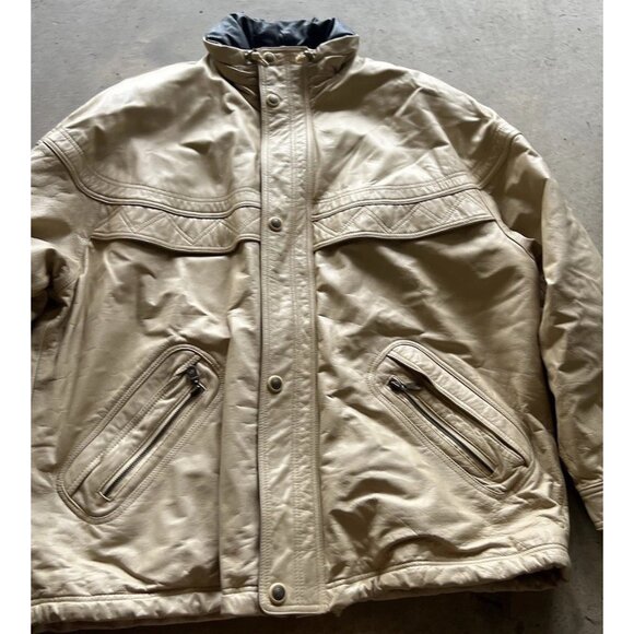 Vintage Wilsons Men’s Sz XL Leather Light Brown Leather Jacket Button Front RARE - Picture 5 of 16